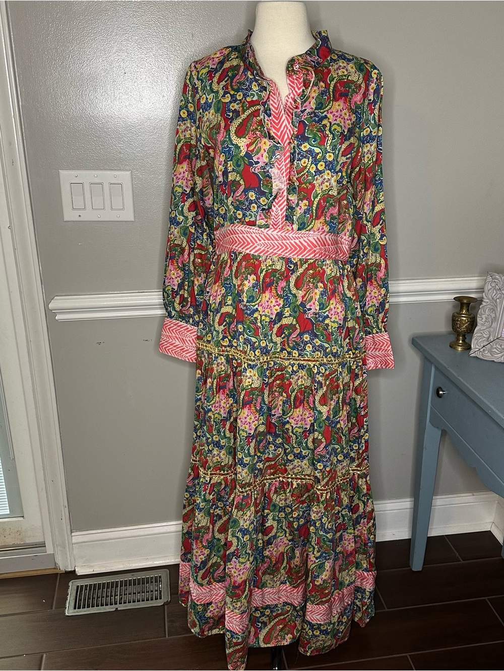 CK Bradley Maxi Dress in Multicolor Paisley Print size M